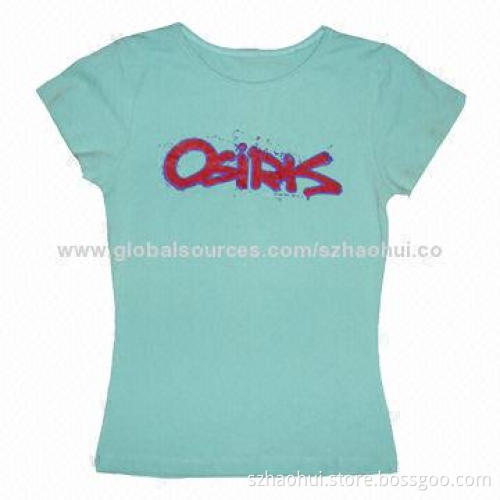 Fashionable printed t-shirt for ladies, 100% cotton, XS-3XL, color can be customized